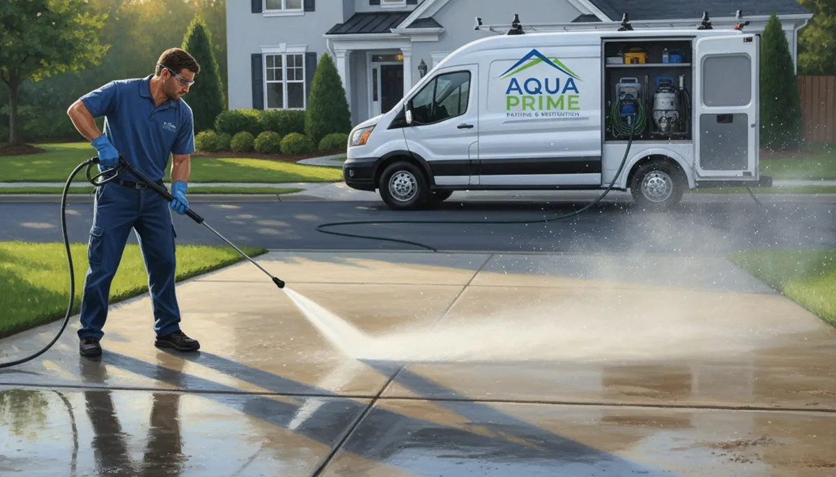 Concrete pressure cleaning in Billings, MT for driveways and sidewalks at Billings Paint Pros