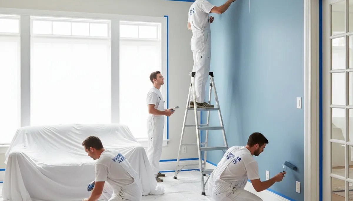 Billings, MT painters applying interior house paint in a local home with professional finishing