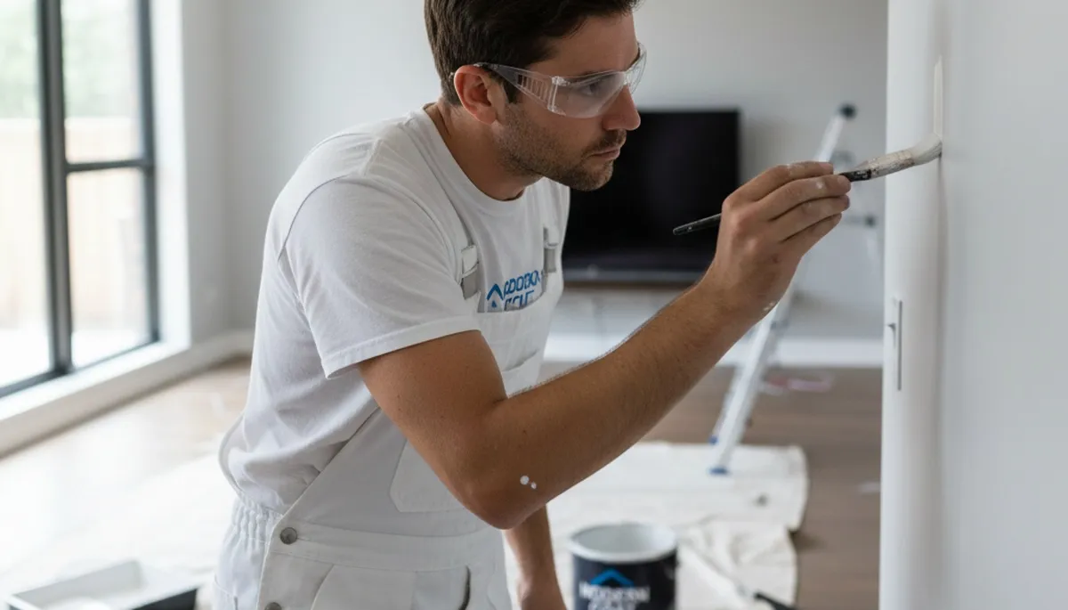 Paint technician performing touch-ups for a home in Billings, MT